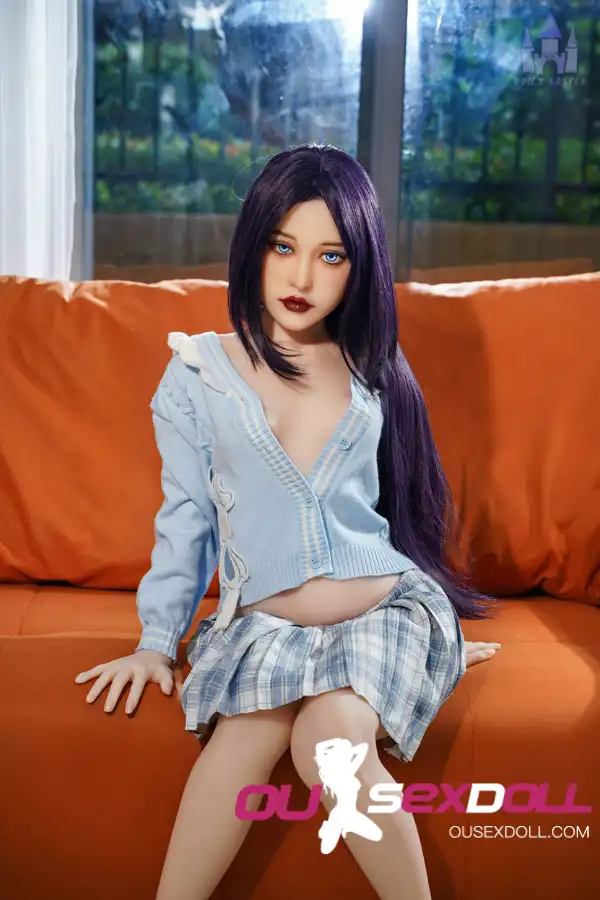 150cm 4ft9 TPE B Cup Slim Body Purple Hair Sex Doll #DC14 Head 19