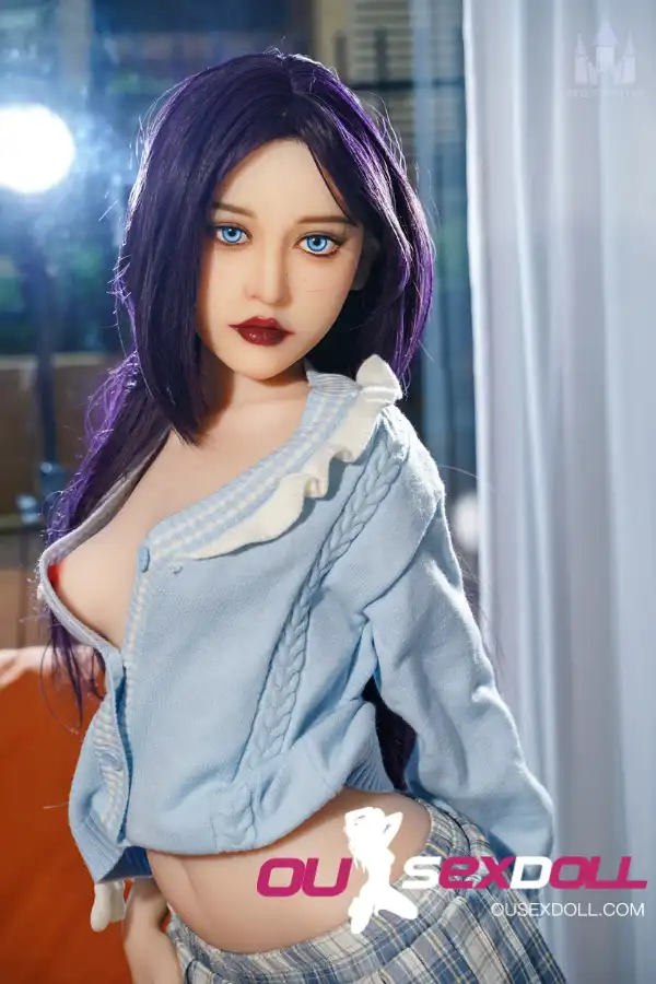 150cm 4ft9 TPE B Cup Slim Body Purple Hair Sex Doll #DC14 Head 21