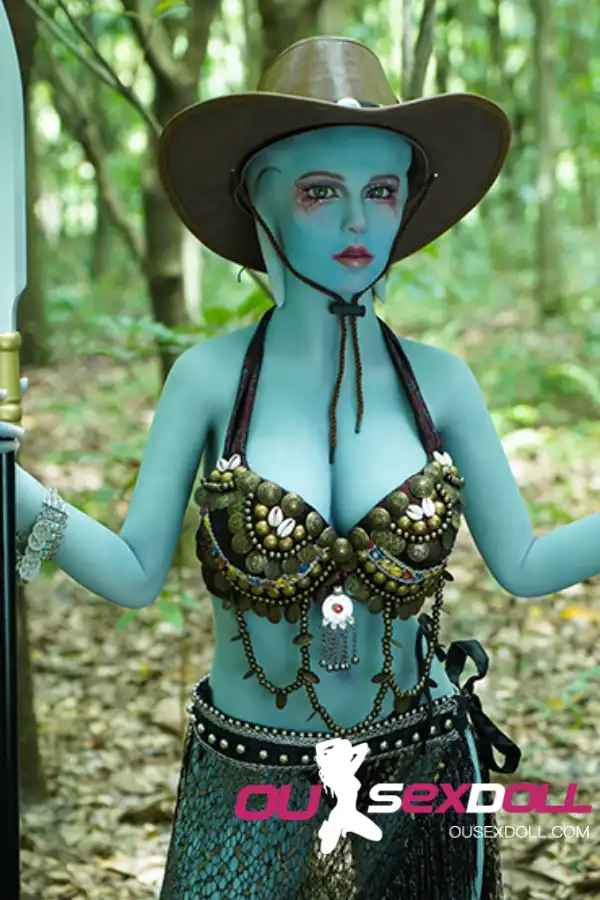 156cm 5ft2 TPE Light Blue Skin Plump Chest Sex Doll #A1 Head 2
