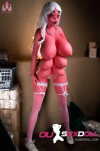 162cm 5ft3 TPE Six Breasts P Cup Pink Skin Sex Doll #A15 Head 3