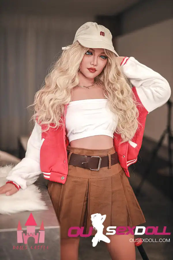 163cm 5ft3 TPE B Cup Breast Blonde Sex Doll #K1 Head 5