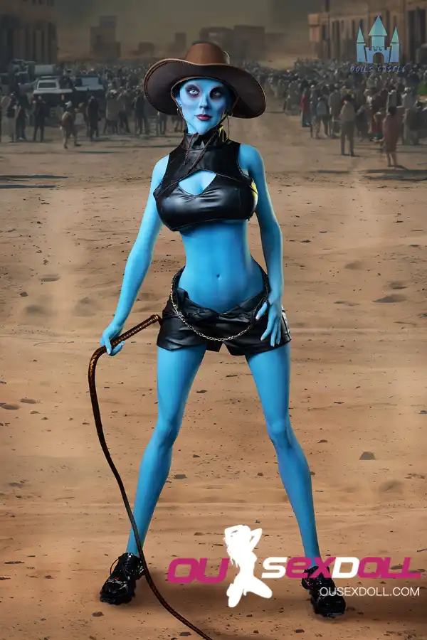 170cm 5ft5 TPE G Cup Full Hips Blue Skin Sex Doll #A12 Head 1