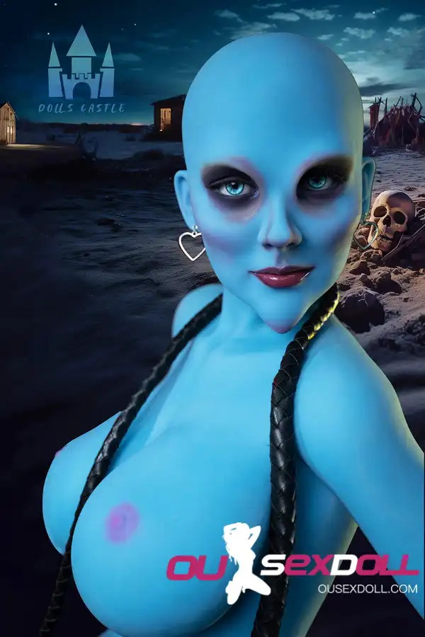 170cm 5ft5 TPE G Cup Full Hips Blue Skin Sex Doll #A12 Head 18
