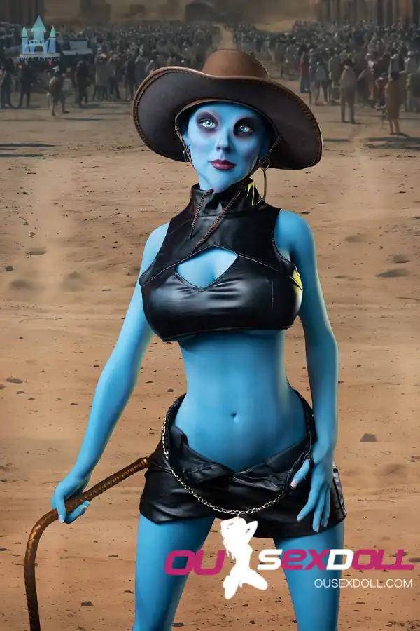 170cm 5ft5 TPE G Cup Full Hips Blue Skin Sex Doll #A12 Head 2