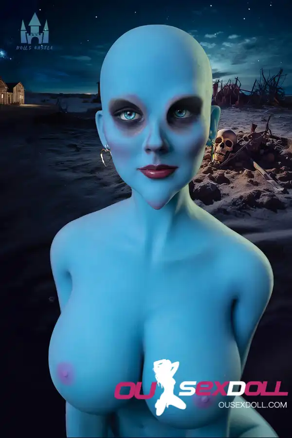 170cm 5ft5 TPE G Cup Full Hips Blue Skin Sex Doll #A12 Head 21