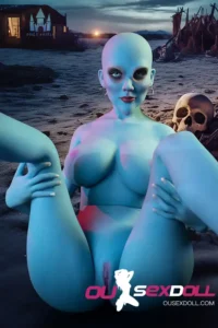 170cm 5ft5 TPE G Cup Full Hips Blue Skin Sex Doll #A12 Head 23