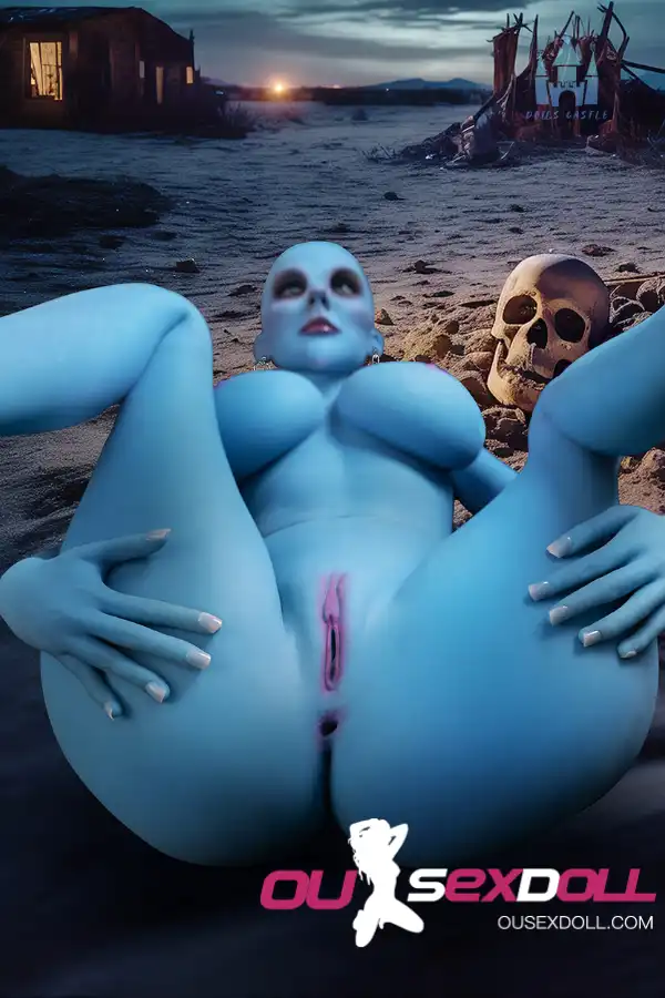 170cm 5ft5 TPE G Cup Full Hips Blue Skin Sex Doll #A12 Head 25