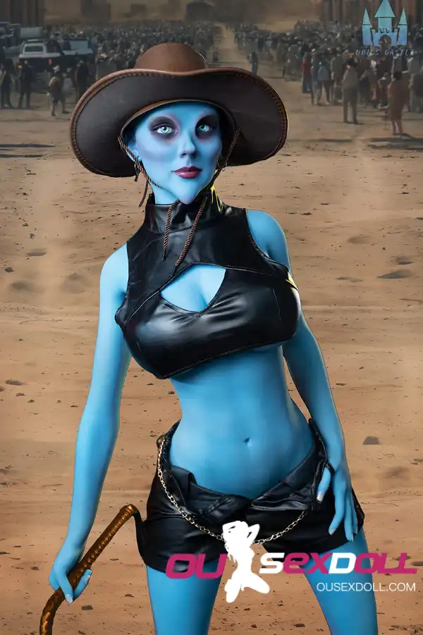 170cm 5ft5 TPE G Cup Full Hips Blue Skin Sex Doll #A12 Head 4