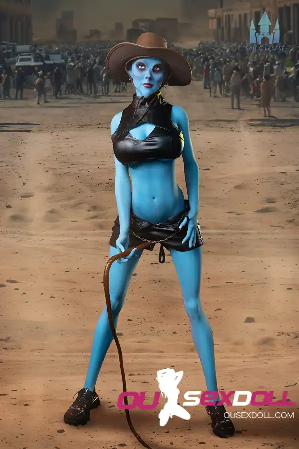 170cm 5ft5 TPE G Cup Full Hips Blue Skin Sex Doll #A12 Head 5