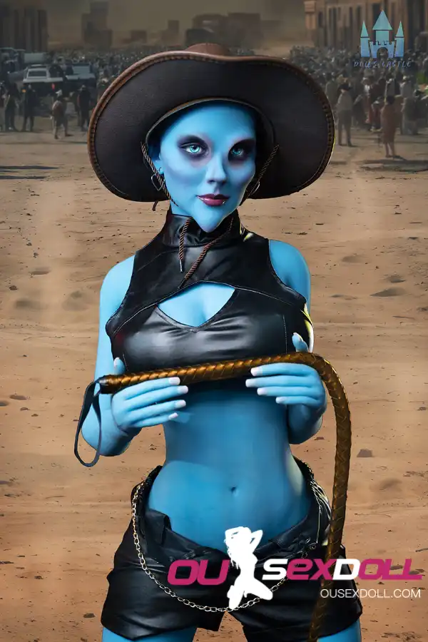 170cm 5ft5 TPE G Cup Full Hips Blue Skin Sex Doll #A12 Head 7