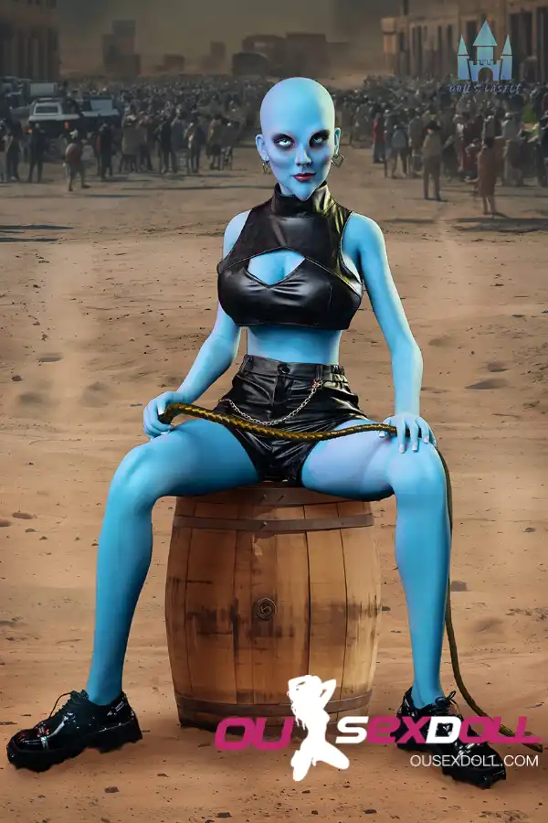 170cm 5ft5 TPE G Cup Full Hips Blue Skin Sex Doll #A12 Head 9