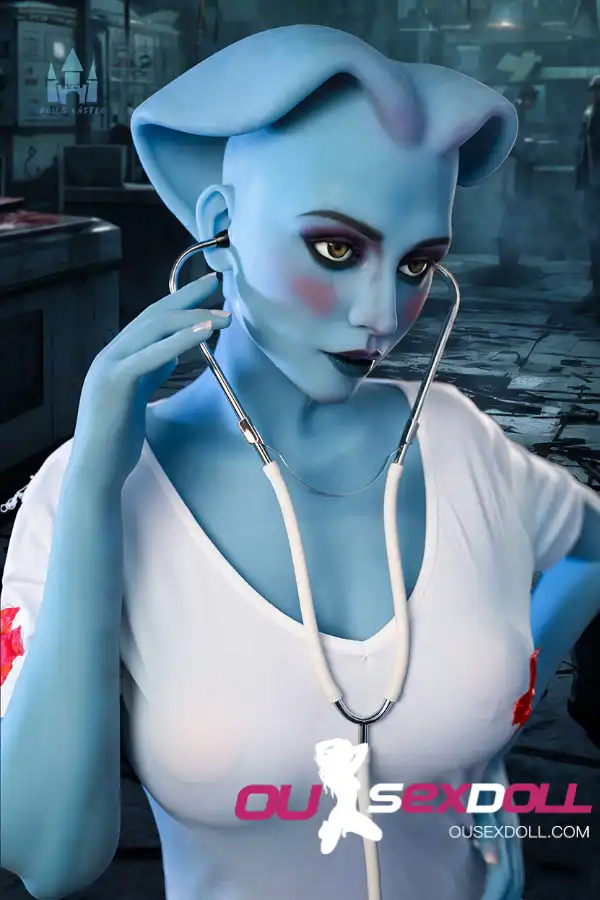 170cm 5ft5 TPE Huge Boobs Slim Body Blue Skin Sex Doll #A14 Head 10