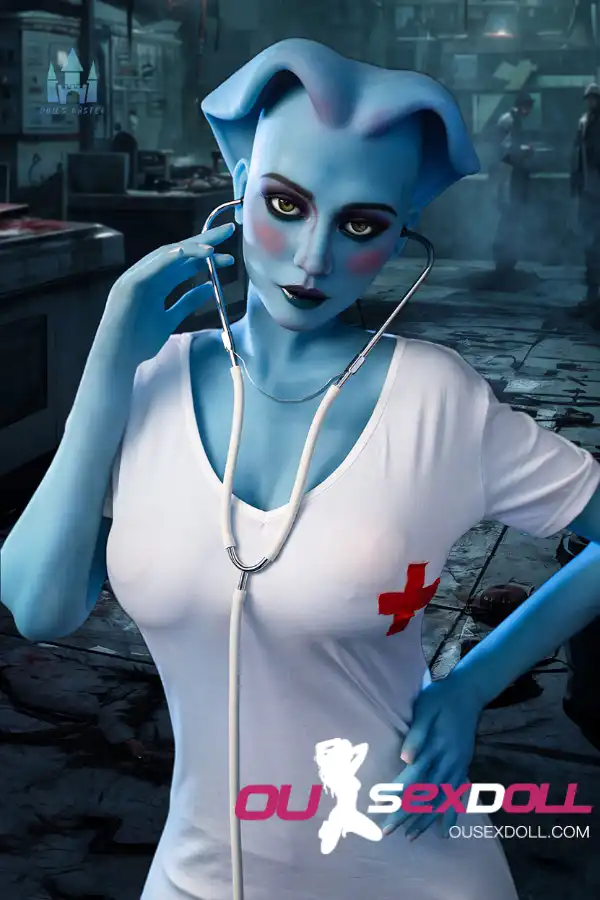 170cm 5ft5 TPE Huge Boobs Slim Body Blue Skin Sex Doll #A14 Head 9