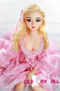 Mini Blonde Cute Lifelike Pink Dress Sex Doll 4