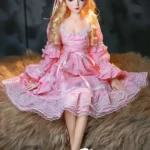 Mini Blonde Cute Lifelike Pink Dress Sex Doll 7