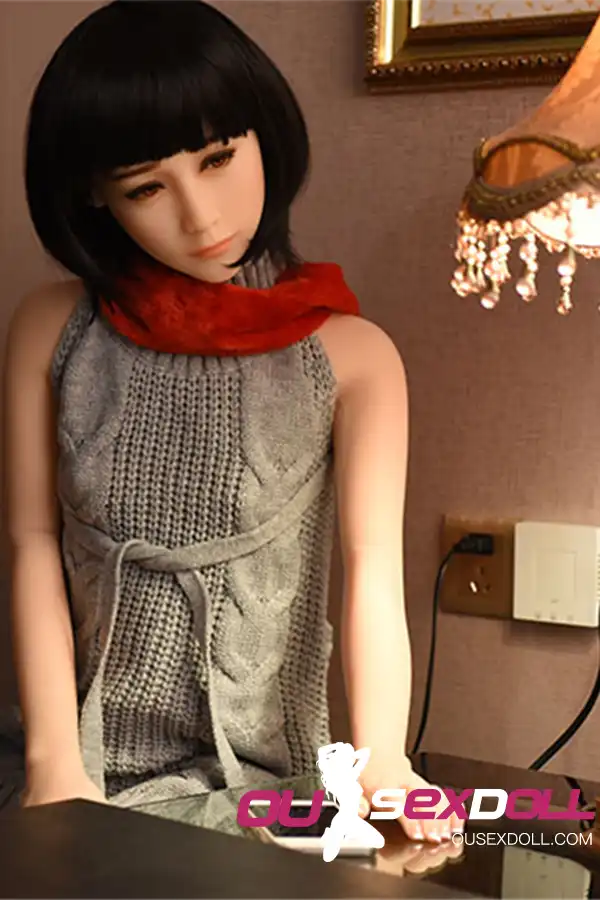 Black Hair Flat Chested Cute Sex Doll 11