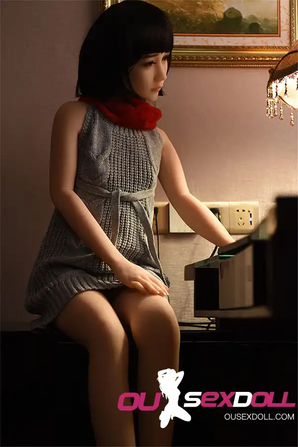 Black Hair Flat Chested Cute Sex Doll 12