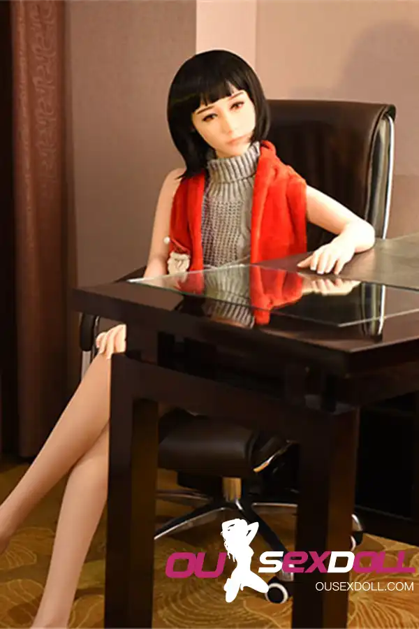 Black Hair Flat Chested Cute Sex Doll 17
