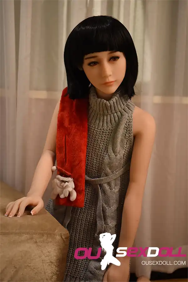 Black Hair Flat Chested Cute Sex Doll 19