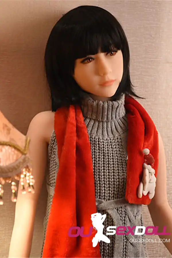 Black Hair Flat Chested Cute Sex Doll 9