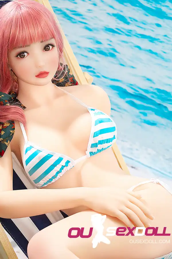 C Cup Lifelike Pink Hair Cute Sex Doll 5