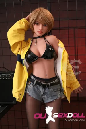 F Cup Sexy Black Stockings Lifelike Sex Doll 10