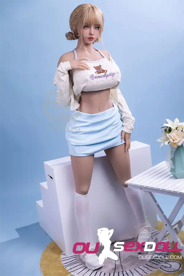 H Cup Sweet White Stockings Lifelike Sex Doll 14