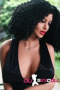 D Cup Black Curly Hair Curvy Sex Doll 8