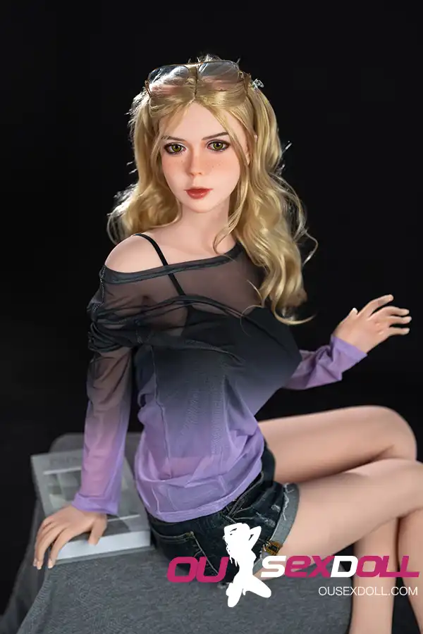 C Cup Blonde Curly Hair Charming Sex Doll 6