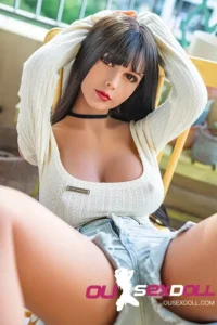 E Cup Black Hair Red Lips Lifelike Sex Doll 10