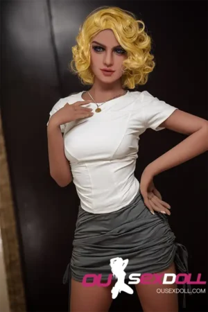 Small Breast Short Blond Curls Adult Doll 3