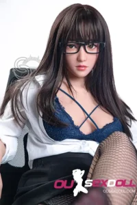 Muñeca sexual realista con medias negras y copa E de profesora 4