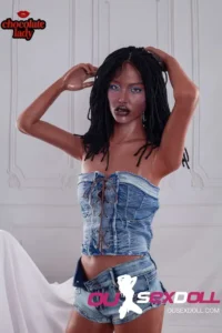 Chocolate Beauty Denim Outfit Curvy Sex Doll 3