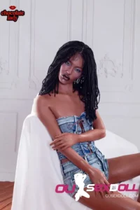Chocolate Beauty Denim Outfit Curvy Sex Doll 9