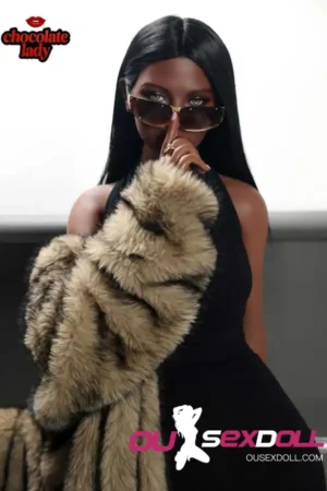 Black Hair Luxury Fur Coat Fashion Sexy Doll 3