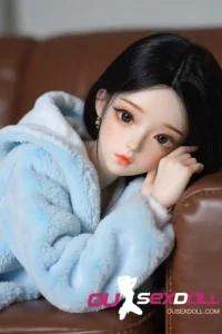 Blue Bathrobe Girl Black Long Hair Cute Sex Doll 1