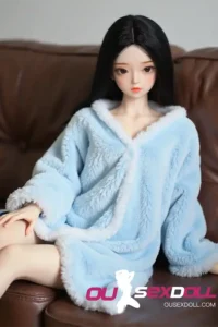 Blue Bathrobe Girl Black Long Hair Cute Sex Doll 2