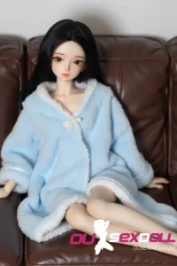Blue Bathrobe Girl Black Long Hair Cute Sex Doll 4