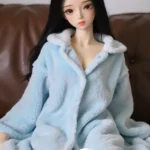 Blue Bathrobe Girl Black Long Hair Cute Sex Doll 8