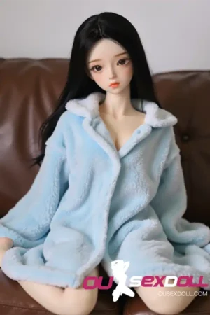 Blue Bathrobe Girl Black Long Hair Cute Sex Doll 8