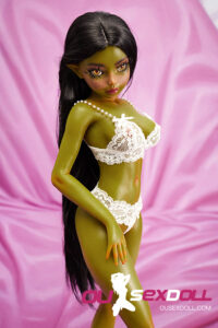 Green Skin White Lace Bikini Mini Real Sex Doll 10