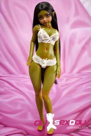 Green Skin White Lace Bikini Mini Real Sex Doll 7