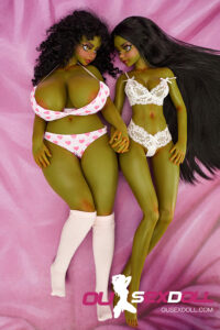 Green Skin White Lace Bikini Mini Real Sex Doll 8