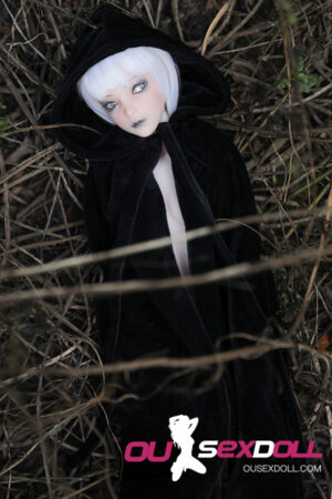Long White Hair Outdoor Petite Realistic Sex Doll 4