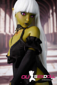 White Hair Olive Skin Mini Realistic Sex Doll 10