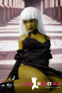 White Hair Olive Skin Mini Realistic Sex Doll 12