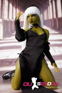 White Hair Olive Skin Mini Realistic Sex Doll 14