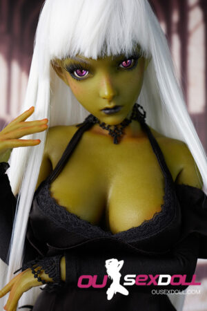 White Hair Olive Skin Mini Realistic Sex Doll 7