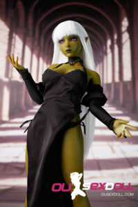White Hair Olive Skin Mini Realistic Sex Doll 8
