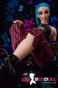 Blue Hair Playful Slim Mini Sex Doll 10